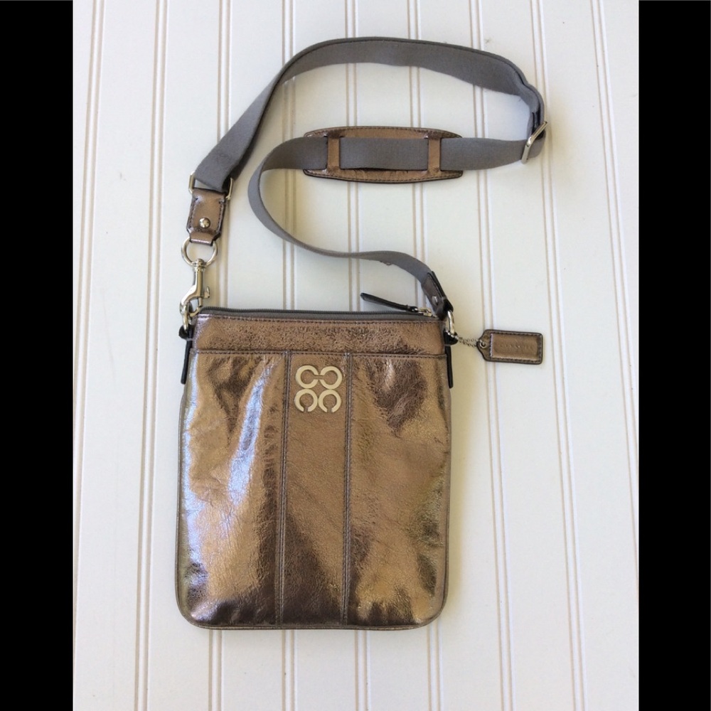 Coach: ‘Julia’ Metallic Copper Crossbody Bag.